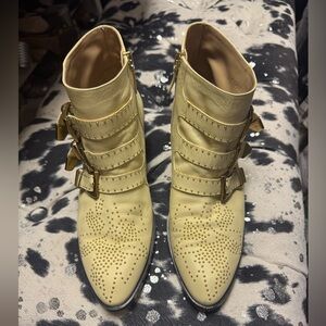 Chloe Susanna Studded Triple-Buckle Ankle Boots size 38